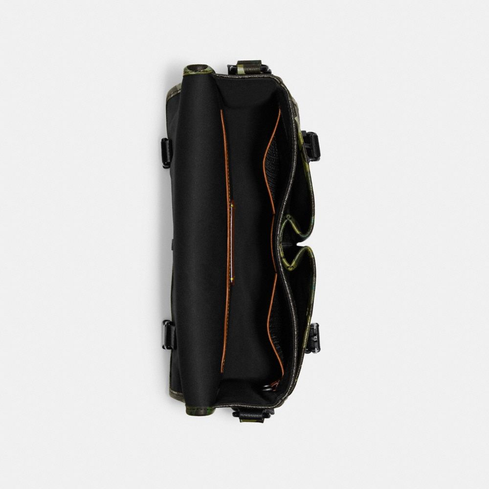 COACH®,League Messenger Bag In Signature Canvas With Camo Print,,Inside View,Top View