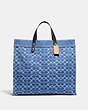 COACH®,FIELD TOTE BAG 40 IN SIGNATURE DENIM,Calf Leather,X-Large,Washed Denim,Front View