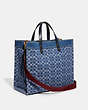 COACH®,FIELD TOTE BAG 40 IN SIGNATURE DENIM,Calf Leather,X-Large,Washed Denim,Angle View