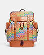 COACH®,HITCH BACKPACK IN RAINBOW SIGNATURE CANVAS,Signature Coated Canvas/Leather,Large,Saddle Multi,Front View