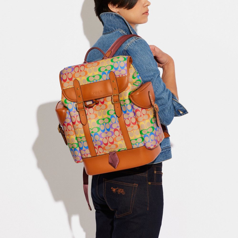 COACH®  Hitch Backpack In Rainbow Signature Canvas