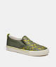 COACH®,SKATE SLIP ON SNEAKER IN SIGNATURE,Leather,Army Green,Front View
