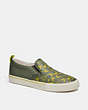 COACH®,SKATE SLIP ON SNEAKER IN SIGNATURE,Leather,Army Green,Front View