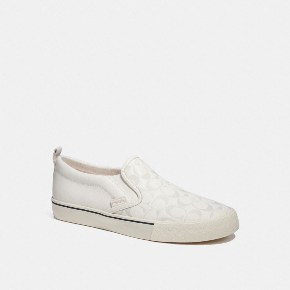 COACH®,SKATE SLIP ON SNEAKER IN SIGNATURE,Chalk,Front View