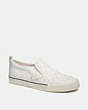 COACH®,SKATE SLIP ON SNEAKER IN SIGNATURE,Leather,Chalk,Front View