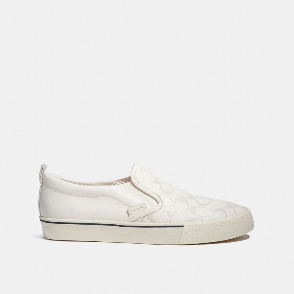 COACH®,SKATE SLIP ON SNEAKER IN SIGNATURE,Chalk,Angle View