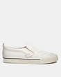 COACH®,SKATE SLIP ON SNEAKER IN SIGNATURE,Leather,Chalk,Angle View