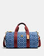 COACH®,DUFFLE IN SIGNATURE DENIM,Calf Leather,X-Large,Washed Denim,Front View