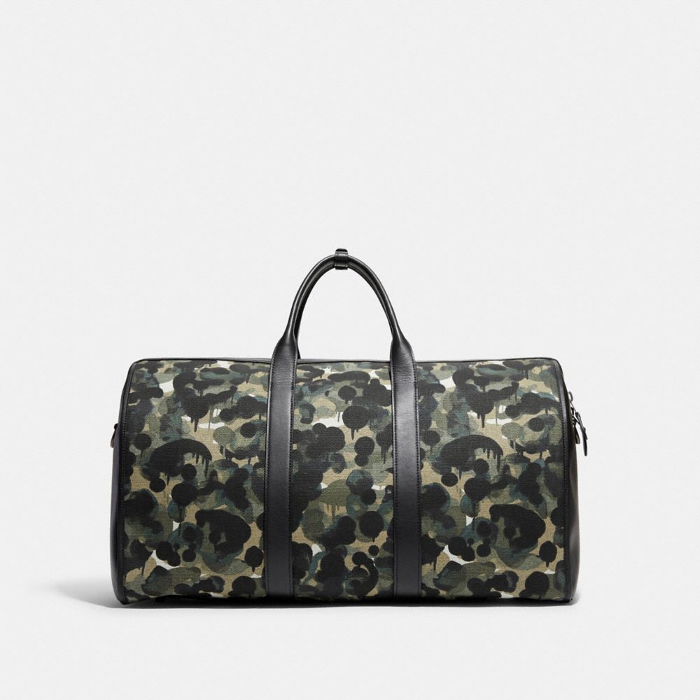 Green Camo Leather Duffle Bag