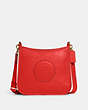 COACH®,DEMPSEY FILE BAG,Pebbled Leather,Medium,Im/Miami Red,Front View