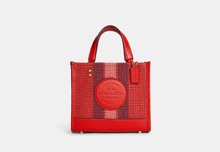 COACH®,DEMPSEY TOTE 22 WITH COACH PATCH,Medium,Im/Miami Red Multi,Front View