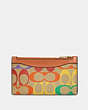 COACH®,ZIP CARD CASE IN RAINBOW SIGNATURE CANVAS,Signature Coated Canvas/Leather,Mini,Rainbow Signature,Front View