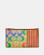 COACH®,ZIP CARD CASE IN RAINBOW SIGNATURE CANVAS,Signature Coated Canvas/Leather,Mini,Rainbow Signature,Back View