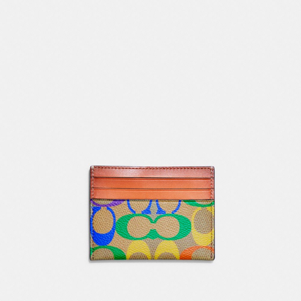 COACH Card Case Rainbow Signature Canvas Wallet