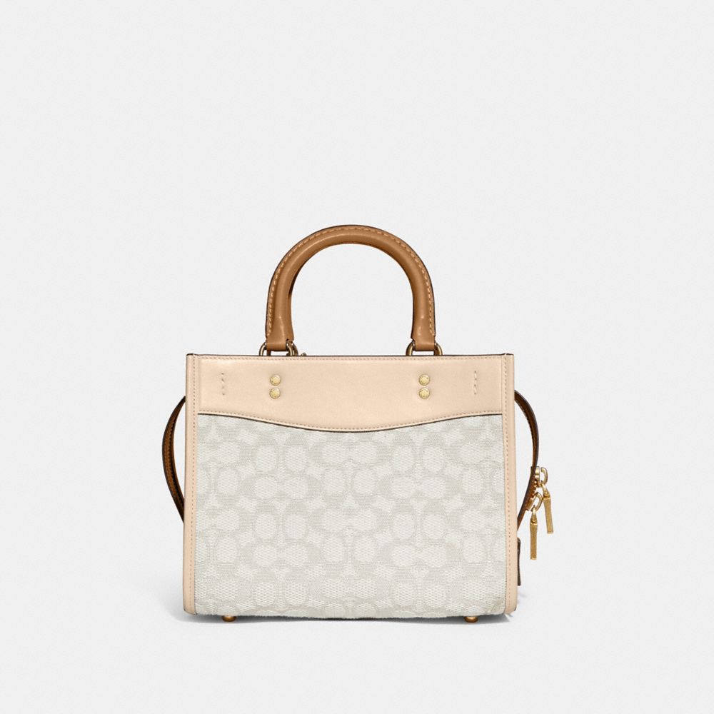 COACH®,ROGUE BAG 25 IN SIGNATURE TEXTILE JACQUARD,Medium,Brass/Chalk Ivory Multi,Back View