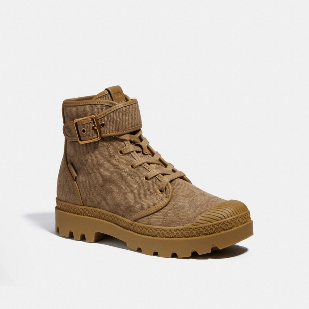 COACH®,TROOPER MID TOP BOOT IN SIGNATURE JACQUARD CANVAS,Light Surplus,Front View