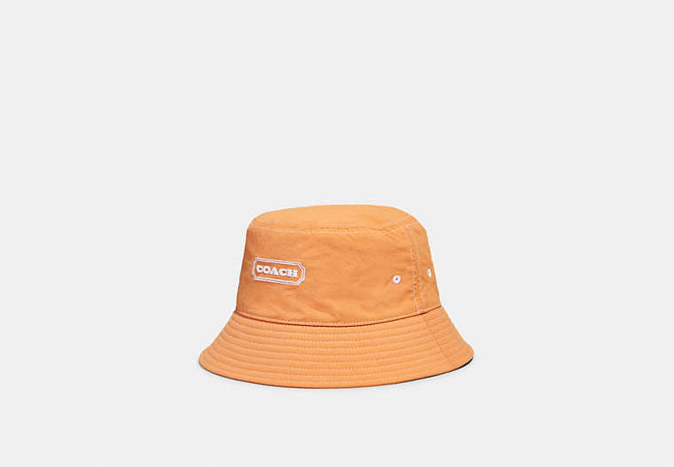 COACH®,BUCKET HAT WITH COACH,cotton,Faded Orange,Front View