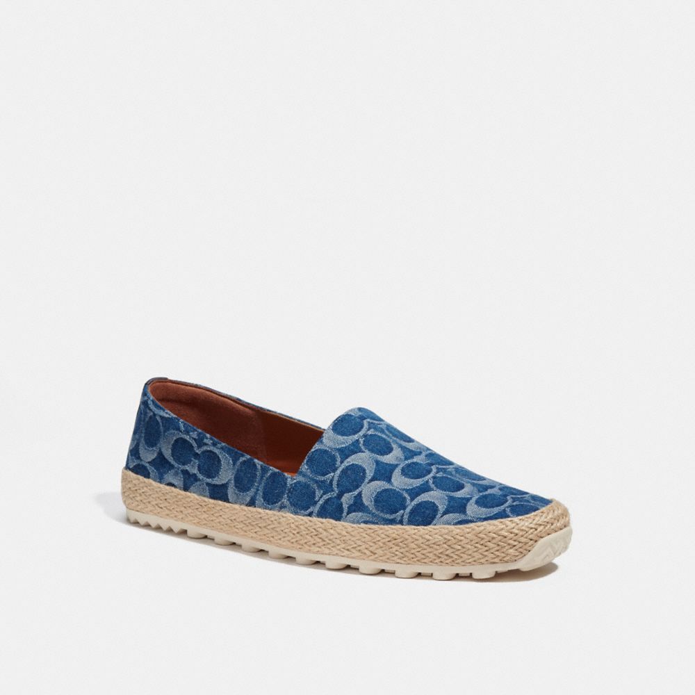 COACH®,ESPADRILLE IN SIGNATURE DENIM,Leather,Denim,Front View