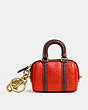 COACH®,MINI RUBY SATCHEL BAG CHARM,Pebble Leather,Mini,Guest,Brass/Red Orange,Front View