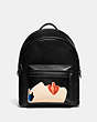 COACH®,COACH X TOM WESSELMANN CHARTER BACKPACK,Glovetanned Leather,Large,Black,Front View