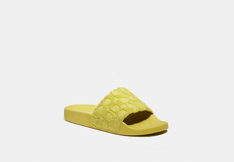COACH®,SLIDE IN SIGNATURE TERRY CLOTH,cotton,Key Lime,Front View