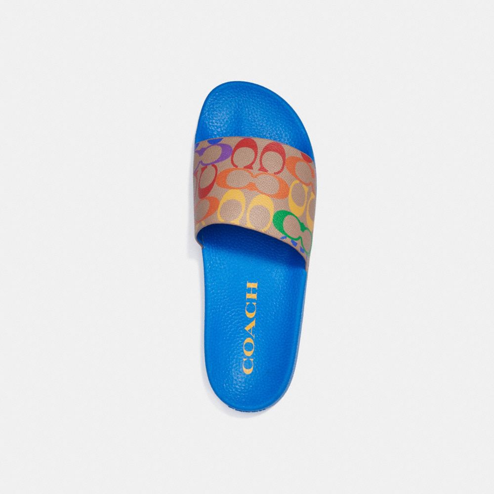 COACH Signature Slide In Rainbow Signature Canvas