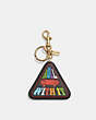COACH®,BAG CHARM IN RAINBOW SIGNATURE CANVAS,Signature Coated Canvas/Leather,Mini,Brass/Multi,Front View