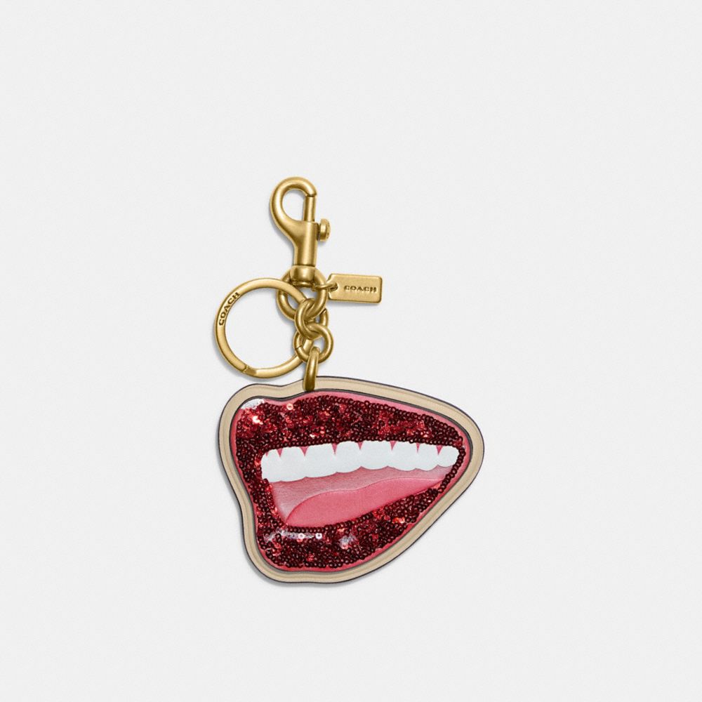 COACH®,COACH X TOM WESSELMANN LIPS BAG CHARM,Mini,Brass/Ivory,Front View image number 0