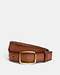 COACH®,CLASSIC BUCKLE BELT, 30MM,Brass/Saddle,Front View