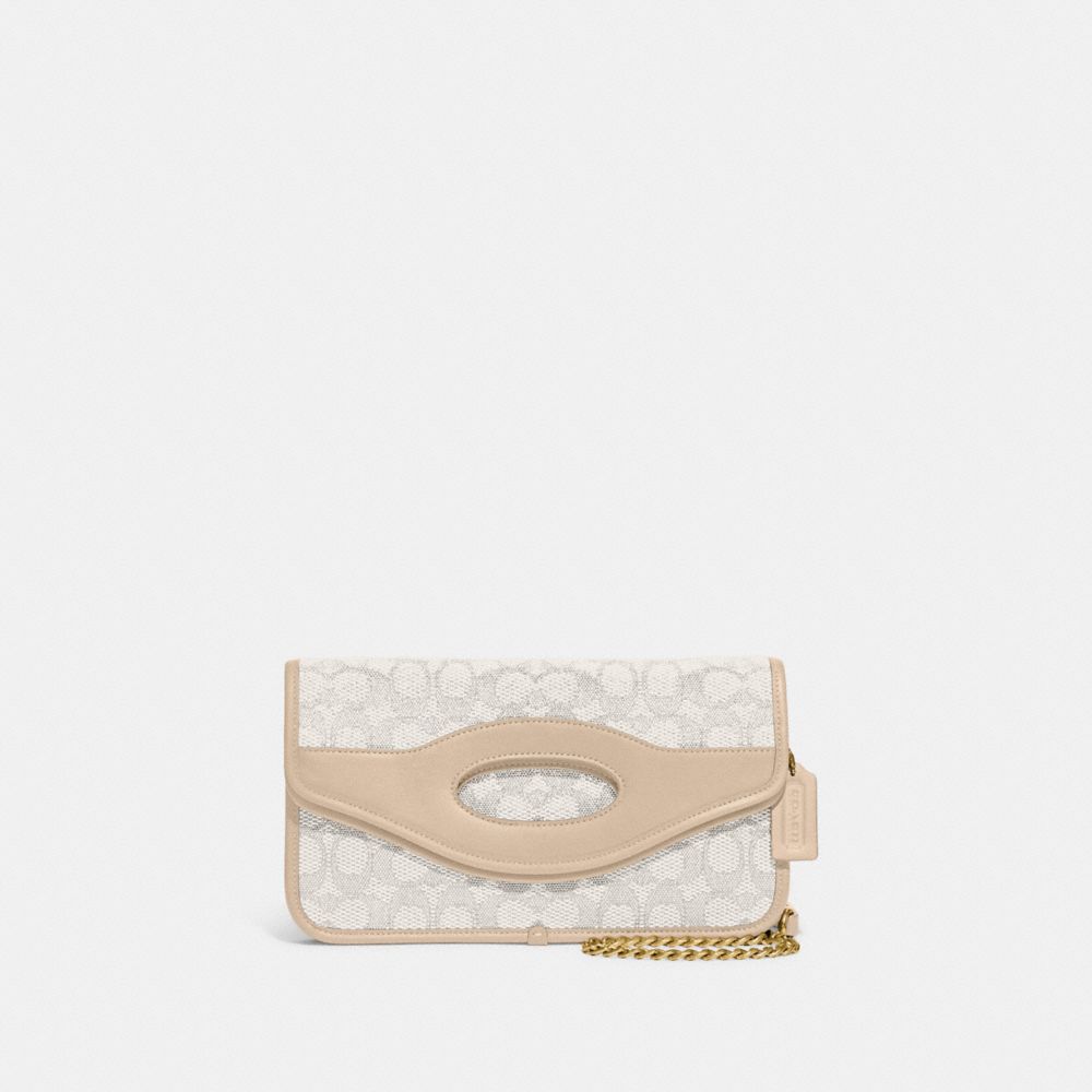 COACH®  Foldover Cut Out Clutch Crossbody In Signature Jacquard