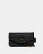 COACH®,FOLDOVER CUT OUT CLUTCH CROSSBODY,Smooth Leather,Small,Brass/Black,Front View