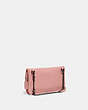 COACH®,FOLDOVER CUT OUT CLUTCH CROSSBODY,Smooth Leather,Small,Pewter/Carnation,Angle View