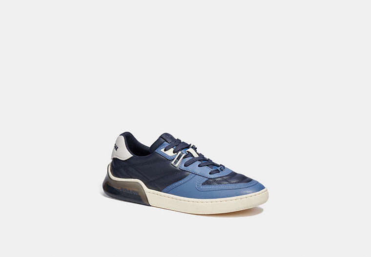 COACH®,CITYSOLE COURT SNEAKER,Leather/Rubber,Midnight Navy/Washed Chambray,Front View