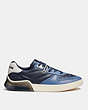 COACH®,CITYSOLE COURT SNEAKER,Leather/Rubber,Midnight Navy/Washed Chambray,Angle View