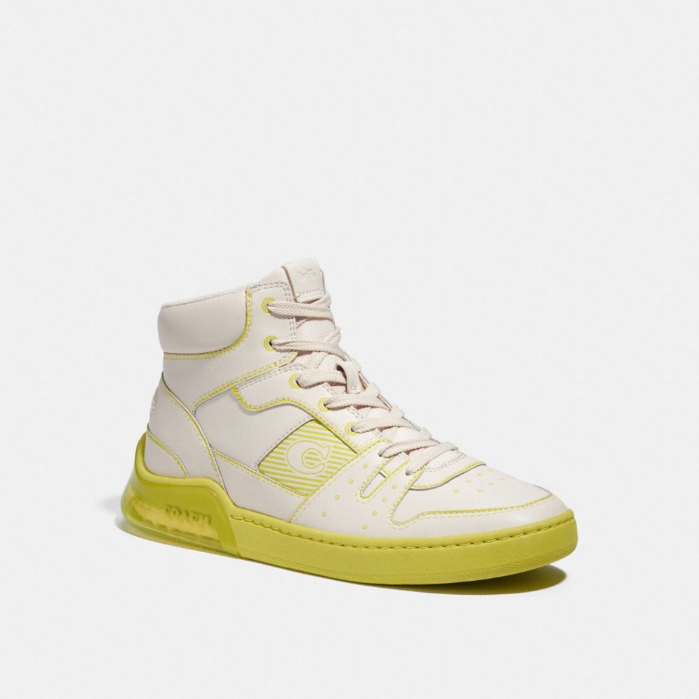 COACH®,CITYSOLE HIGH TOP SNEAKER WITH TROMPE L'OEIL,Chalk/Keylime,Front View
