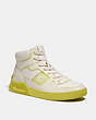 COACH®,CITYSOLE HIGH TOP SNEAKER WITH TROMPE L'OEIL,Leather,Chalk/Keylime,Front View