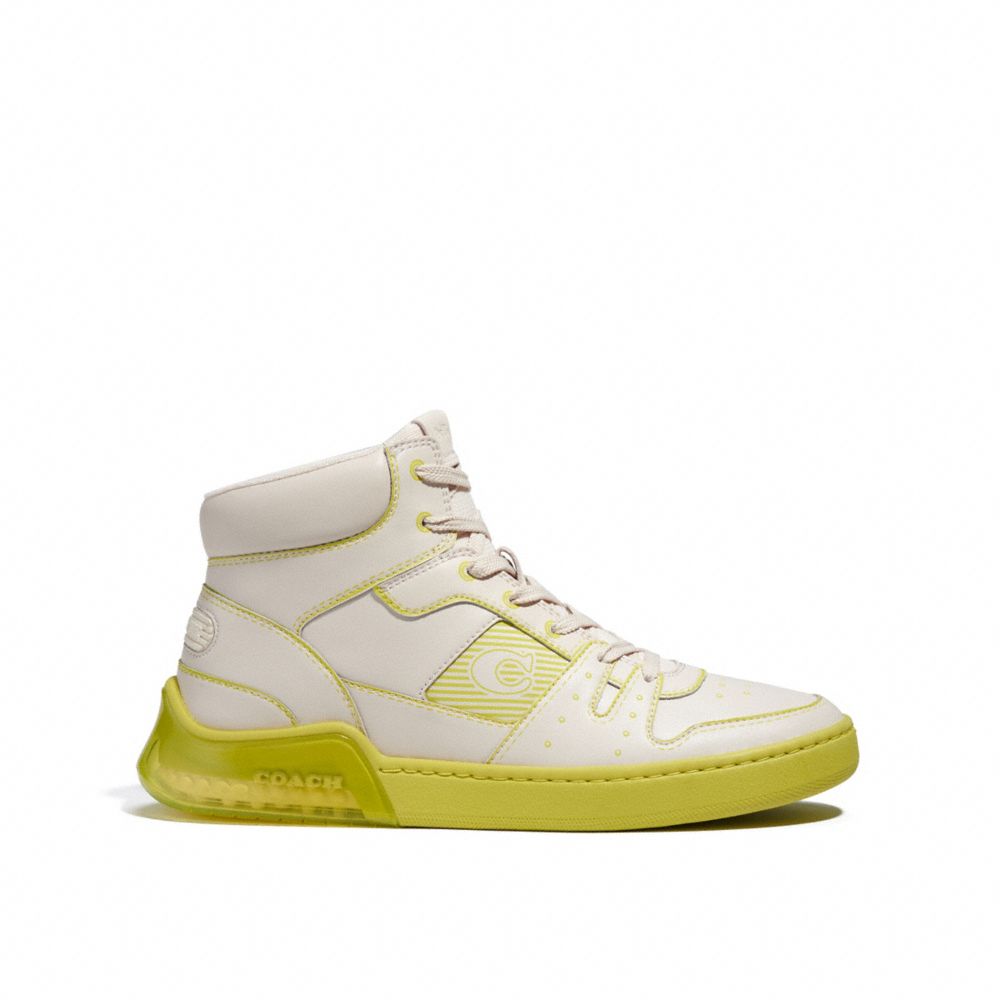 COACH®,CITYSOLE HIGH TOP SNEAKER WITH TROMPE L'OEIL,Chalk/Keylime,Angle View
