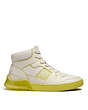 COACH®,CITYSOLE HIGH TOP SNEAKER WITH TROMPE L'OEIL,Leather,Chalk/Keylime,Angle View