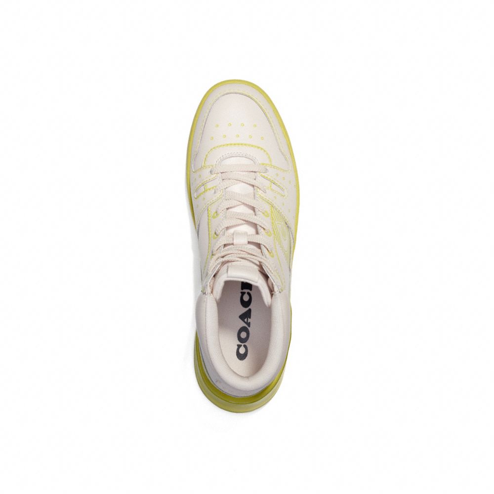 COACH®,CITYSOLE HIGH TOP SNEAKER WITH TROMPE L'OEIL,Chalk/Keylime,Inside View,Top View