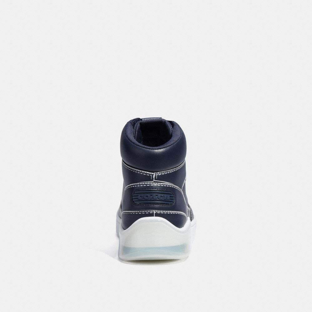 COACH®,Citysole High Top Sneaker With Trompe L'oeil,Rubber,Leather,Casual,High Top,Logo,Pattern,Cushioned,Casual,Navy,Alternate View