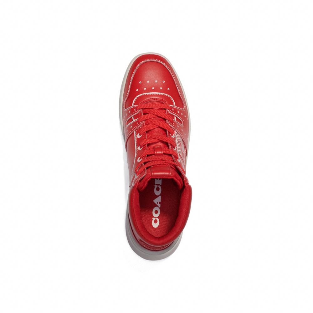 COACH®,CITYSOLE HIGH TOP SNEAKER WITH TROMPE L'OEIL,Sport Red/Steam,Inside View,Top View