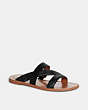 COACH®,HARLAN SANDAL,Signature Coated Canvas,Black,Front View