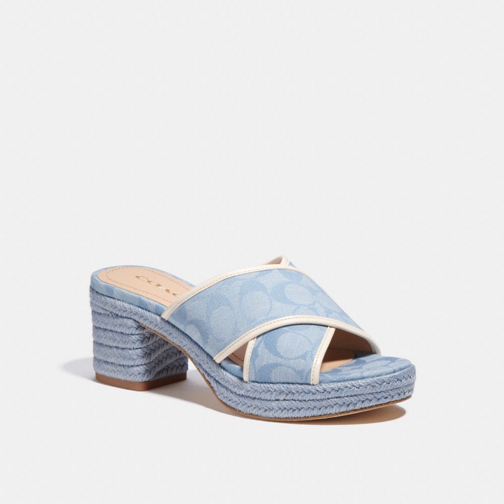 Louis Vuitton Light Blue Monogram Denim Espadrille Slingback Wedge