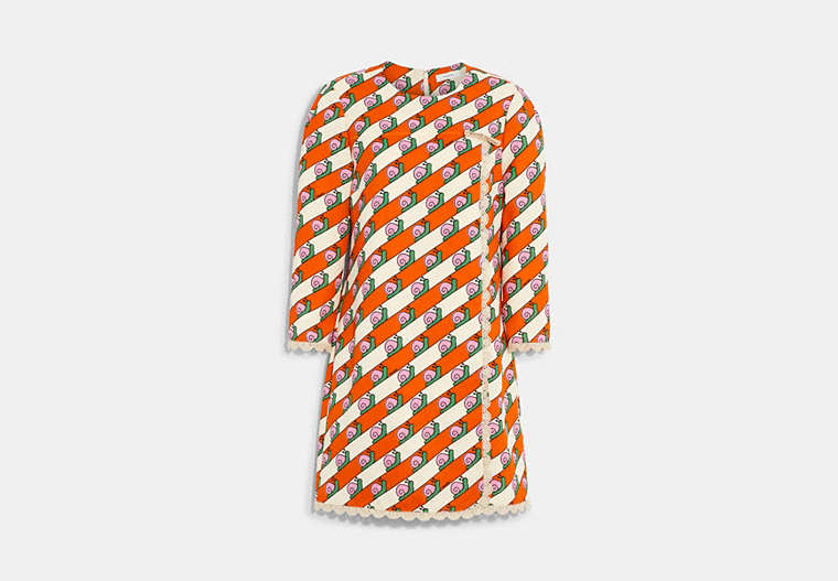 COACH®,SNAIL PRINT DRESS,Polyester,Orange,Front View