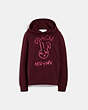 COACH®,BUNNY HOODIE IN ORGANIC COTTON,Burgundy,Front View