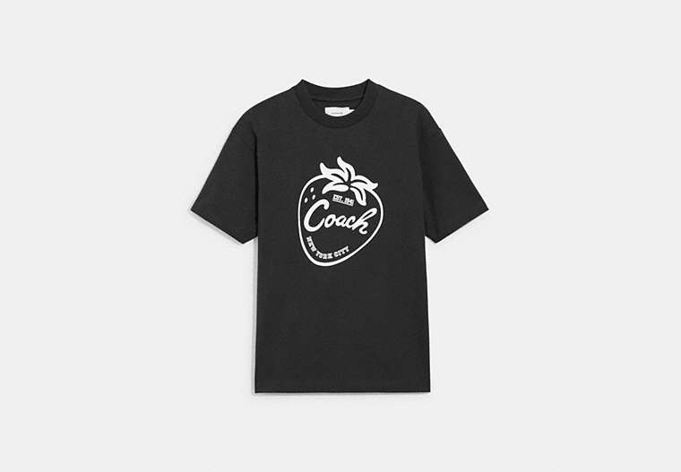 COACH®,STRAWBERRY SKATER T-SHIRT IN ORGANIC COTTON,Black,Front View