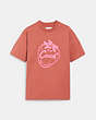 COACH®,STRAWBERRY SKATER T-SHIRT IN ORGANIC COTTON,Rose,Front View