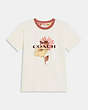 COACH®,FLORAL T-SHIRT IN ORGANIC COTTON,Chalk,Front View