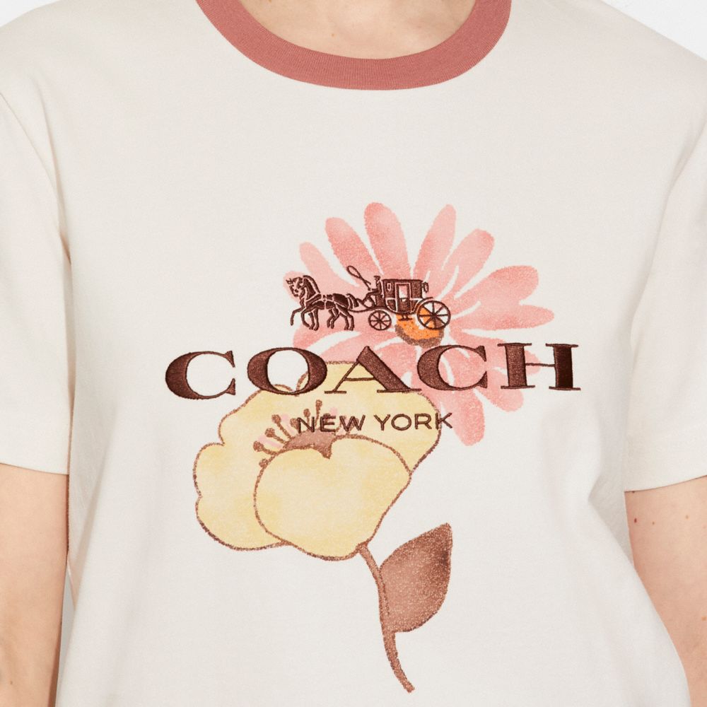 COACH Floral T Shirt In Organic Cotton