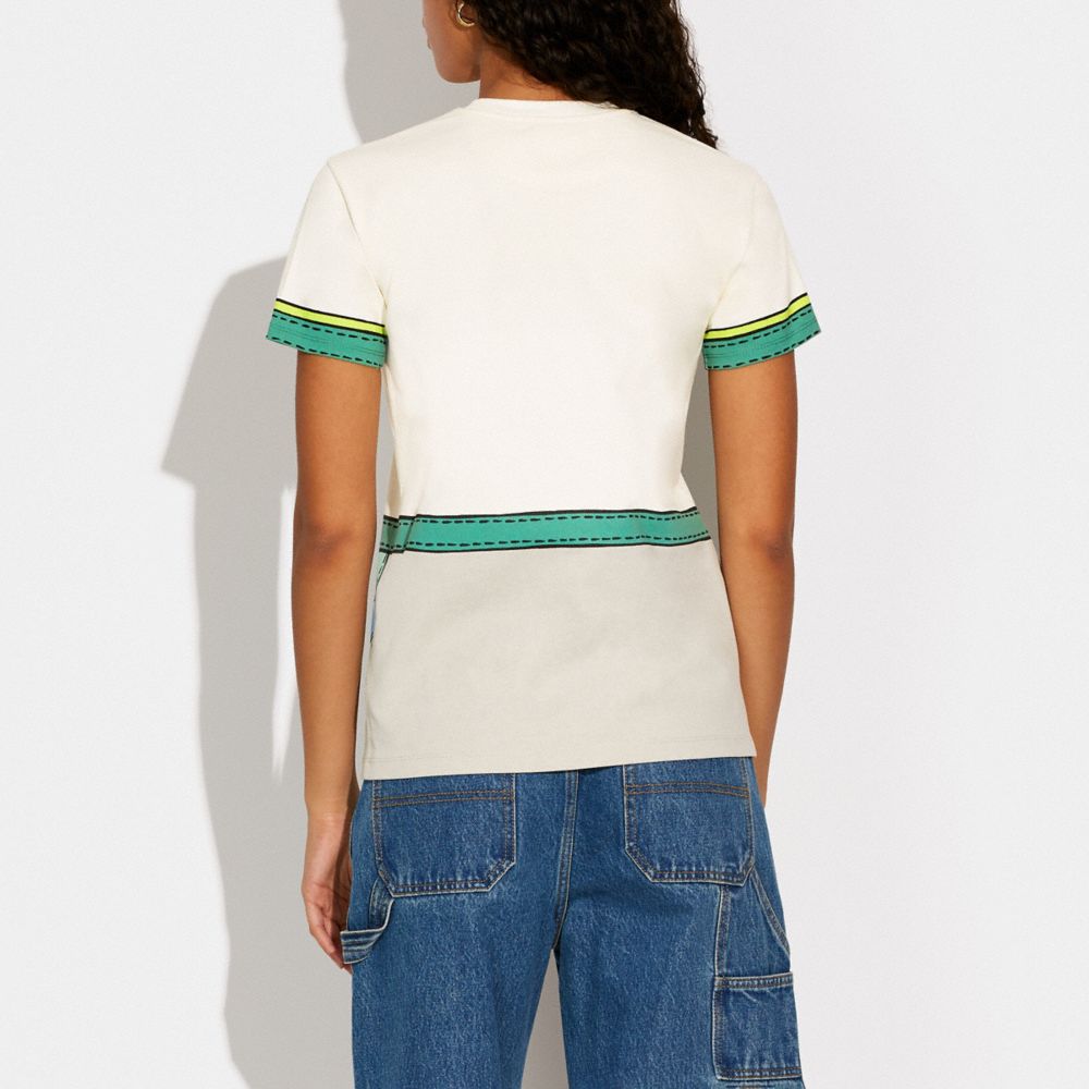 Trompe L'oeil Belted T Shirt In Organic Cotton